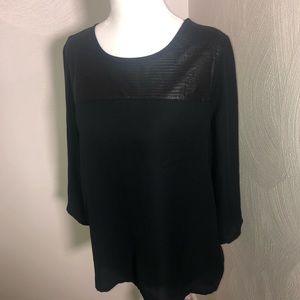 EXPRESS Black Blouse with Faux Leather Top Small